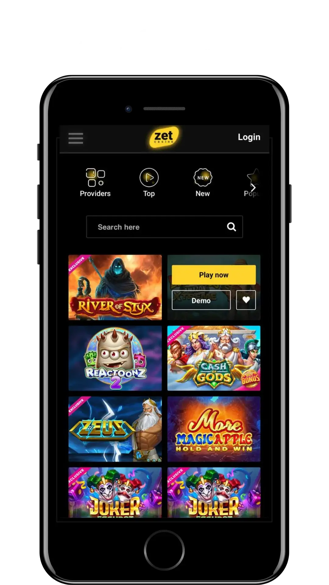 Zet casino screenshot